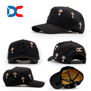 Oem 5 Bảng điều chỉnh một khung Mũ sang trọng Mens Vàng hat hiệu suất rộng vành da lộn Mũ bóng chày râu Mũ CT với kim loại Logo - Product Image 4