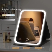 Miroir de Maquillage LED Pliable Intelligent HD Style Ins Portable pour Dortoir Étudiant avec Lumières LED Intégrées