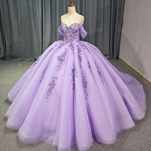 Jancember 1265 Cristal Rhinestinoe Lilas Empire Puffy Soirée Quinceanera Robes - Product Image 2