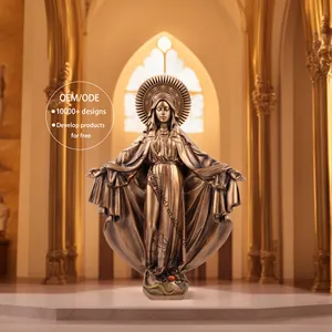 Fábrica al por mayor estatuas religiosas católicas estatua de resina Catholique Vierge Marie Vang Virgen María Fátima