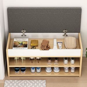 This multi-functional shoe rack and shoe changing stool is a creative doorway stool with a soft upholstery. - Product Image 2