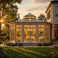 Serre en verre Mexin en aluminium, pour jardin, terrasse, patio, espace de vie, sur mesure, préfabriquée, utilisable toute l'année
