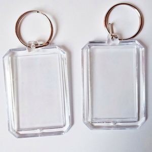 Hot Sale Promotional Cute Acrylic Blank Clear Keyrings Rectangle Photo Holder Keychain - Product Image 4