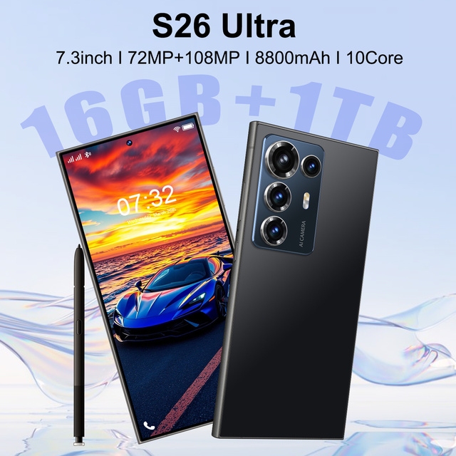 High Quality S26 Ultra 5G Smartphone 7.3" 16GB+1TB 72MP+108MP 8800mAh Unlocked Phone