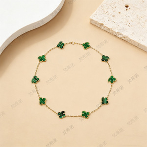 Collar de Moda con 10 Flores, Joyería de Acero Inoxidable Chapada en <span class=keywords><strong>Oro</strong></span>, <span class=keywords><strong>Cadena</strong></span> de Doble Cara, Unisex, Regalo de Primera Calidad - Product Image 1