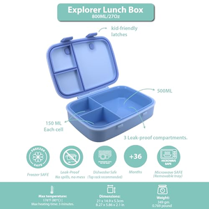 Lonchera Bento Rectangular Personalizada, Libre de BPA, Apta para Microondas y Lavavajillas, Diseño Clásico para Niños y Estudiantes Escolares - Product Image 2