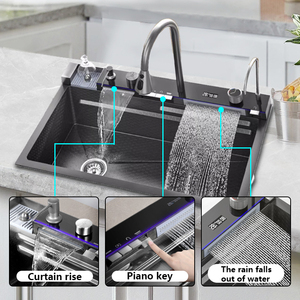 Moderno multifunzione SUS304 in acciaio inox rubinetto da <span class=keywords><strong>cucina</strong></span> singolo lavello <span class=keywords><strong>due</strong></span> fori trattamento superficiale lavello in acciaio inox - Product Image 4
