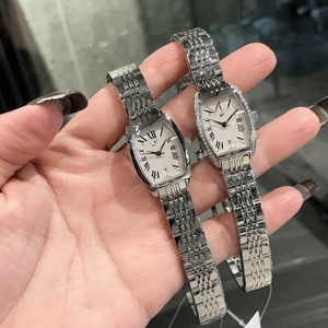 Advanced Luxury <b>Watch</b> Quartz Movement Barrel Shaped <b>Case</b> Diamond Studded Bezel Stainless Steel Strap Waterproof Longiness. - Product Image 1