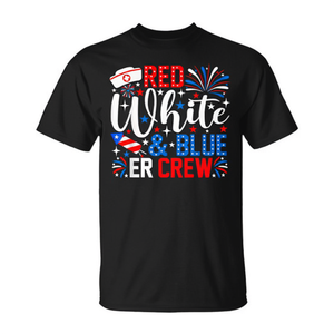 Camiseta de enfermera roja, blanca y azul Er Crew 4th Of July - Product Image 2