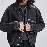 Fabricants de vêtements manteau de sport vintage vent veste en jean décontractée personnalisée cloutée travail chasse Streetwear hommes veste en jean