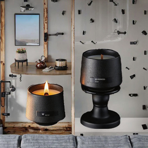 Hot Selling Yushun Eco-Friendly Handmade Soy Wax Pillar <b>Candle</b> Wooden <b>Wick</b> Black Jar Modern Art Custom Fragrance Burns 20-40 - Product Image 3