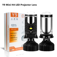 Phare à lentille de projecteur Bi-LED Y9 H4, faisceau concentré super lumineux, ampoule LED double faisceau œil de poisson pour voiture, moto et véhicule électrique T9
