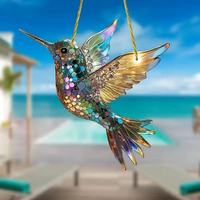 Décoration Artistique pour la Maison : Colibris en Acrylique et Cristal, Oiseaux Bleus Célestes Colorés, Œuvres d'Art Scintillantes et Charmantes, Kit d'Art pour la Décoration Intérieure