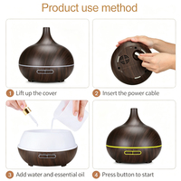 Humidificateur Mini Portable Moderne et Simple Alimenté par USB 500ml, Diffuseur d'Huiles Essentielles Silencieux avec 7 Couleurs de Lumière et Minuteries