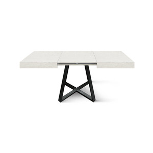 Ariel Extendable <b>Dining</b> <b>Table</b> 95 To 145 Cm White Ash Melamine Top Black Iron Crossed Legs Internal Use - Product Image 4