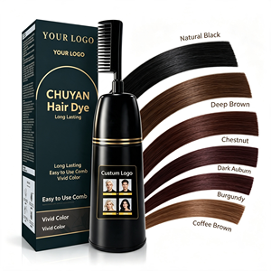 หวีย้อมผม CHUYAN แบบใช้ในบ้าน สีดำธรรมชาติ สำหรับปิดผมขาว ได้รับการรับรองมาตรฐาน CE รับผลิตแบบ OEM มีตัวอย่างสินค้าขายส่ง - Product Image 1