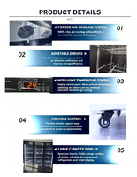 Réfrigérateur commercial vertical à double porte pour boissons, vitrine réfrigérée avec éclairage LED lumineux, idéal pour supermarchés et kiosques, 5 étoiles