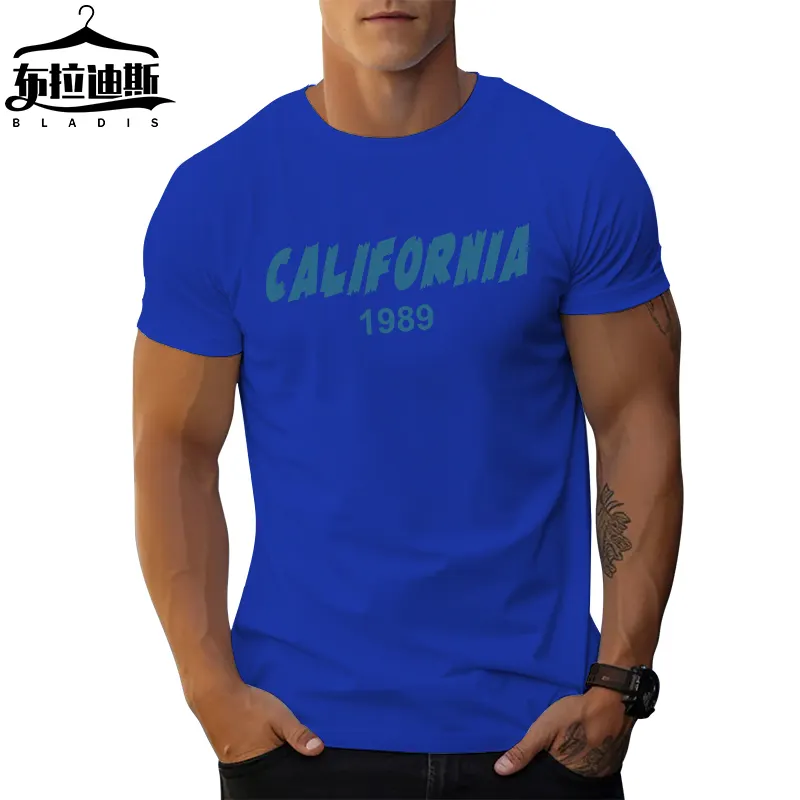Custom design letter printed Men T shirt Street fashion polyester cotton T shirt Loose crewneck men T shirt