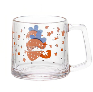 Tasse en verre imprimée à fond large de 335ml 12oz tasses durables de petit déjeuner au lait yaourt à l'avoine avec impression Tulipe <span class=keywords><strong>Daizy</strong></span> Strawberry Designs - Product Image 2