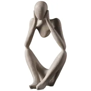 Estatua de pensador abstracto nórdico, figurita de resina, decoración del hogar para oficina, decoración de escritorio, escultura artesanal hecha a mano, arte moderno