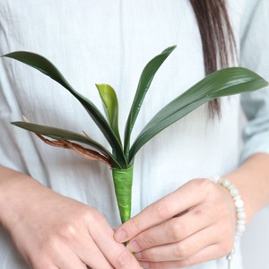 Pegamento suave con hojas de orquídeas y mariposas, hoja de cimbidio Artificial de tres tamaños para decoración del hogar, venta al por mayor - Product Image 4