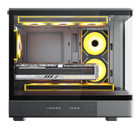 PC Case with Fans 360mm Water Cooling Support 460mm GPU Temperature Display Micro ATX Gaming Computer Case Desktop Tower