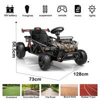 Voiture électrique pour enfants 18V 9AH à double batterie, avec commande manuelle avant/arrière, Bluetooth, lumières LED, suspension des roues arrière, UTV électrique