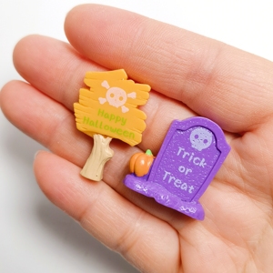 100 pièces en gros de cabochons mignons à thème Halloween, motifs <span class=keywords><strong>pierre</strong></span> <span class=keywords><strong>tombale</strong></span> et panneau, <span class=keywords><strong>pour</strong></span> breloques de slime - Product Image 2