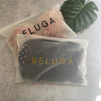 Sac quantité minimale de commande plastique avec fermeture éclair, 100 unités/lot, logo imprimé mat givré, emballage de rangement pour les extensions de cheveux, qualité supérieure