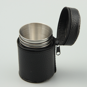 Mini vaisselle de Camping en plein air 70ml, fournitures de pique-nique, ensemble de tasses à vin, de bière, à Whisky en cuir PU, de 4 pièces/<span class=keywords><strong>lot</strong></span> - Product Image 5
