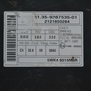 Unidad de Control CAS de <span class=keywords><strong>Segunda</strong></span> <span class=keywords><strong>Mano</strong></span> para X6 del Año 2009, E81 CAS3 E82 E87 E88 E90 E91 E92 E93, 61.35-9287535-01 - Product Image 3
