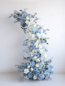 Décoration de mariage, arche de fleurs artificielles bleues mélangées, fond pour photographie, événement extérieur, cérémonie, scène LQHL010 - Product Image 4