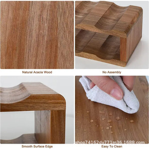 Wooden Double Layer Wine Rack <b>Tabletop</b> Display Shelf For 4 Bottles Simple Design - Product Image 4