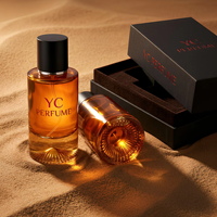 Botella de Perfume de Vidrio Cilíndrica Vacía de 50 ml, Color Ámbar Degradado, con Caja de Lujo de Alta Calidad