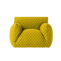 Fauteuil simple rectangulaire en similicuir italien de style nordique, rembourré en éponge, bleu, pour salon minimaliste, canapé paresseux en acier inoxydable