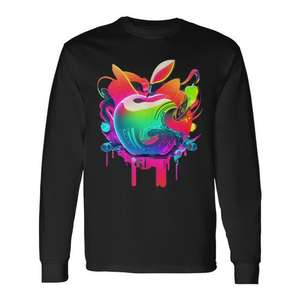 Edm Rave Festival Trippy Apple T-shirt à manches longues Design Electronic Dance Music - Product Image 1