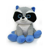 Peluches personnalisées en gros, animaux en peluche mignons aux grands yeux, raton laveur, chat, vache, jouets en fourrure douillets, rembourrage en coton PP écologique