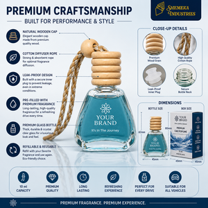 Flacon de parfum pour voiture pré-rempli de 10 ml avec bouchon en bois, collection de parfums personnalisée OEM, plusieurs options de parfum, désodorisant pour véhicule - Product Image 3