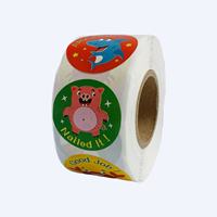 Rouleau d'autocollants récompense pour enfants, motifs requin, cochon, crabe, colorés, écologiques, autocollants décoratifs de motivation
