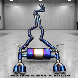 Système d'échappement en titane Vortex Performance compatible avec BMW M3 F80 M4 F82 3.0T, silencieux de tuning avec soupape électronique bleue, pièces de tuning - Product Image 1