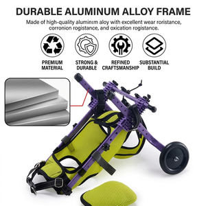 Adjustable 4 Wheel Pet Mobility Cart for Dogs Breathable <b>Foldable</b> Support Hind Legs Purple Aluminum Alloy Carrier - Product Image 1