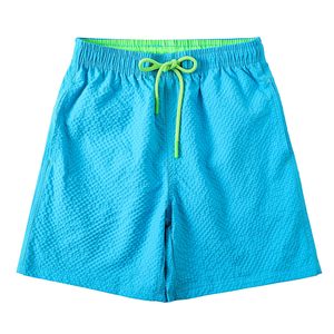 Shorts de Playa Azules de Secado Rápido para Hombre con Cordón Verde y Bolsillos, Bañador de Color Sólido, Diseño de Cintura Media, Logotipo Personalizado - Product Image 1