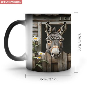Taza Mágica de Cerámica de 11oz, Activada por Calor, con Diseño de Granja de Burros, para Tienda de Regalos - Product Image 1