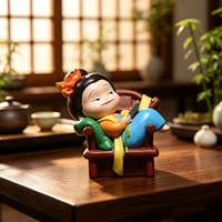 Statuette en résine de style chinois, les Quatre Gentlemen (Plumier, Orchidée, Bambou, Chrysanthème), beauté assise en Hanfu, décoration de bureau, cadeau