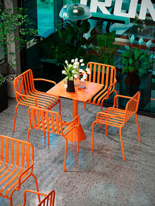 Juego de silla de mesa de comedor para patio exterior naranja, <span class=keywords><strong>arte</strong></span> del hierro, diseño de celebridades de Internet para cafés, tiendas de té de la leche, balcones, ocio - Product Image 3