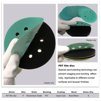 Disque de ponçage PMS 125 mm 7 trous, film vert, pour ponçage humide et sec, tampon de ponçage orbital, disques de ponçage ronds pour l'automobile