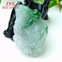 Pendentif en jade de type A, sculpté en trois dimensions, dragon du zodiaque chinois, pendentif en jade vert flottant comme de la glace, pendentif émeraude de marque Dragon 78.98