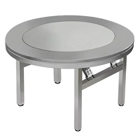 Eingebauter Drehbarer Servierteller Esstische Klappbarer Edelstahl-Rundtisch für Zuhause, Restaurant, Hotel, Hochzeit und Bankett