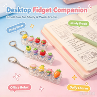 Porte-clés et pendentif anti-stress en plastique lumineux à quatre boutons, motif fruit de dessin animé, jouet DIY à pression