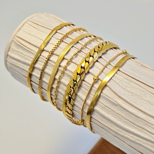 <span class=keywords><strong>Ilona</strong></span> Precio al por Mayor Nuevo Brazalete de Moda para Mujer Chapado en Oro de 18k, Brazalete de Cadena Fina de Acero Inoxidable, Conjunto de Joyería - Product Image 2